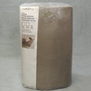 IKEA GASPA Brown King Set 1 Fitted Sheet, 1 Flat, 2 Pillowcase (4 Pieces Set)